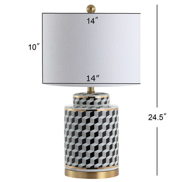 Ellie 24.5" Tumbling Block Ceramic/Metal LED Table Lamp - JONATHAN Y